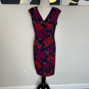 Chaps Floral Side Ruched Sheath Dress PM